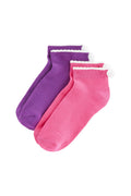 2 Pares De Calcetines - Violeta Y Fucsia - Niña