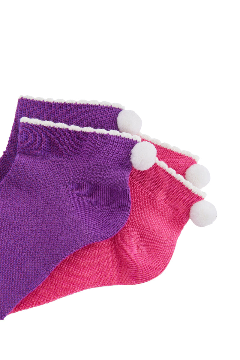 2 Pares De Calcetines - Violeta Y Fucsia - Niña