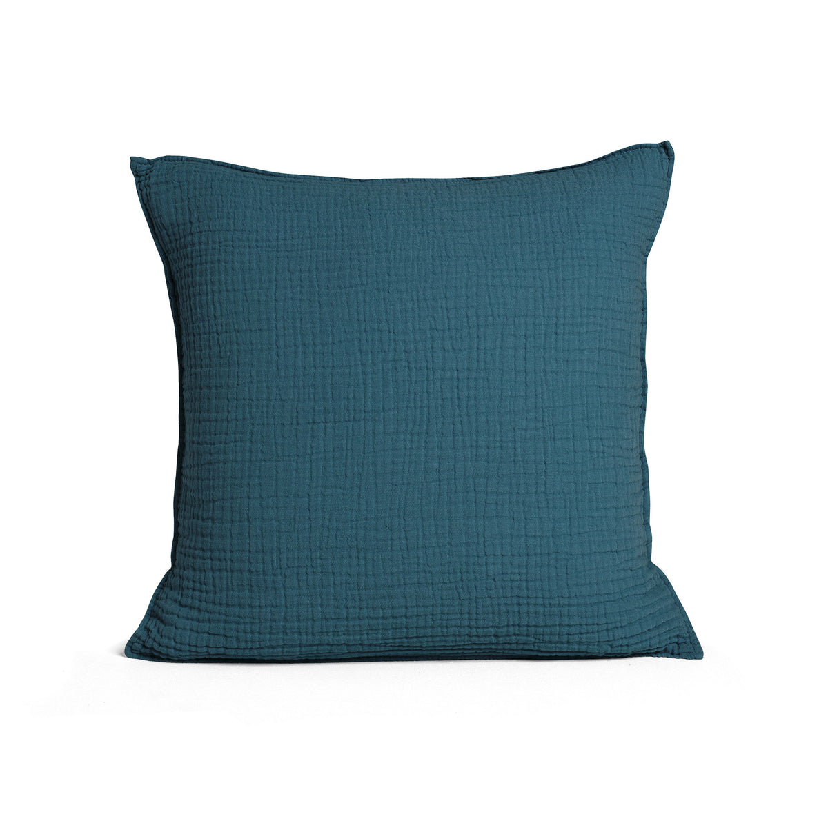 Blanc Cerise – Simplement Gaufré - Taie D'Oreiller - Gaufré - Bleu Paon, coussin carré bleu canard en gaze de coton, vue de face