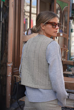 Arsène Beige Gingham Sleeveless Waistcoat