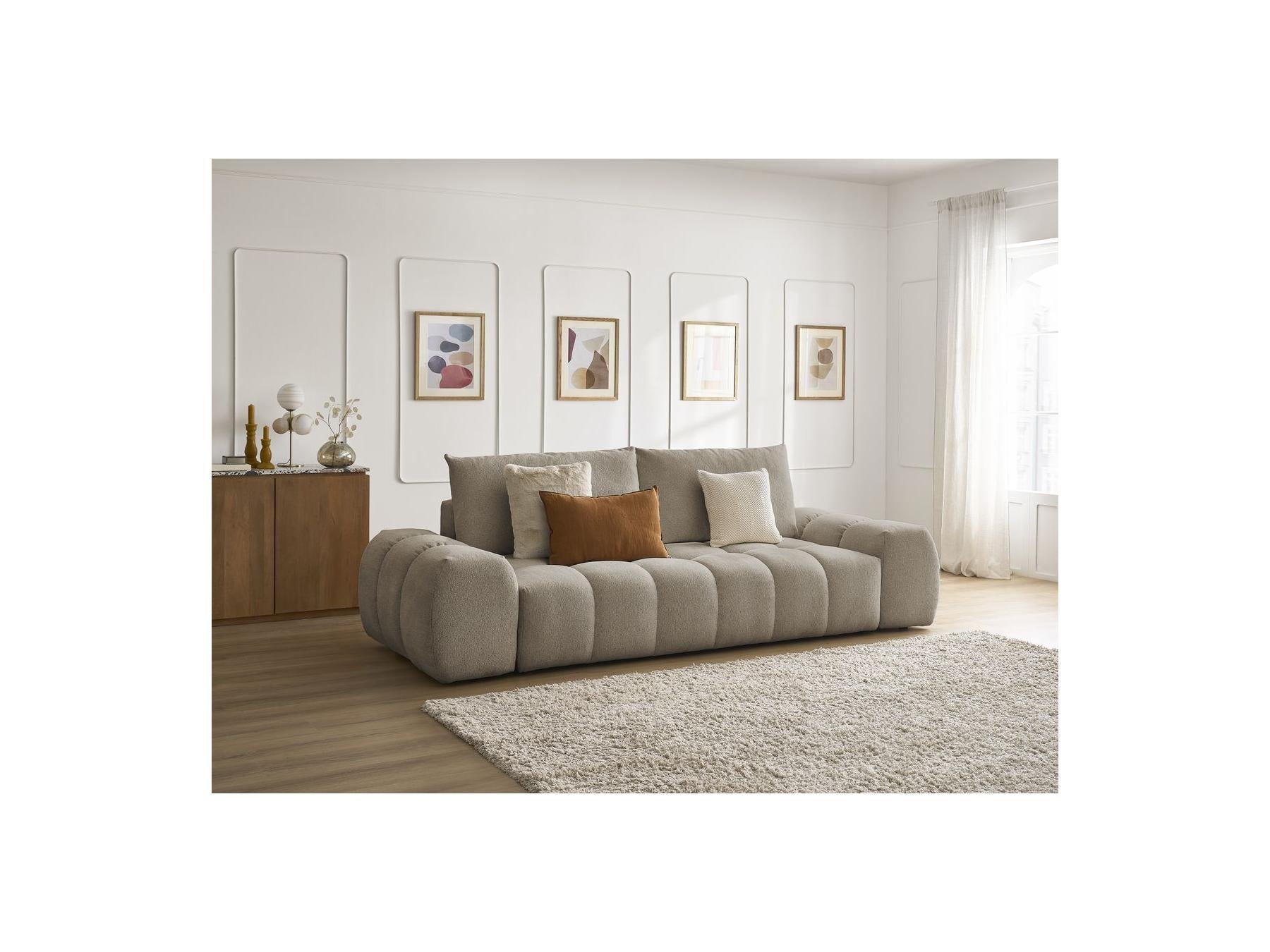 Everest - Fixed 3-Seater Straight Sofa - Flecked Fabric - 2 Cushions