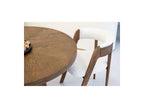 Sugiton - Conjunto con mesa de comedor redonda extensible de 130 a 180 cm + lote de sillas Bastide en chapa de roble macizo - Lote de 4 sillas