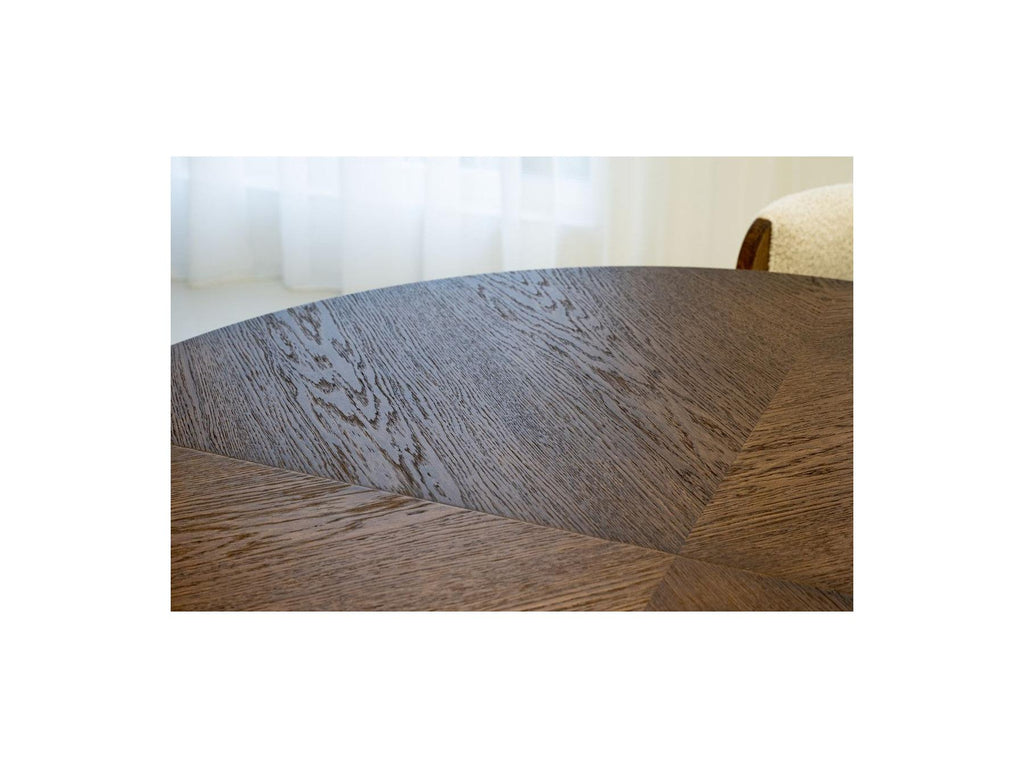 Sugiton - Conjunto con mesa de comedor redonda extensible de 130 a 180 cm + lote de sillas Bastide en chapa de roble macizo - Lote de 4 sillas
