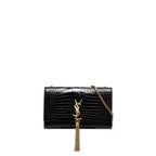 Saint Laurent - Sac Kate Medium Tassel Crocodile Embossed Leather - Femme - Black