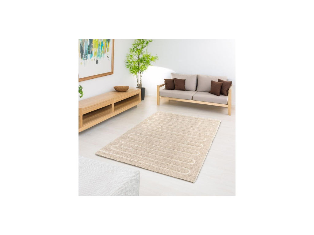 Cyrello - Alfombra De Pelo Largo - Estampado Gráfico - Beige
