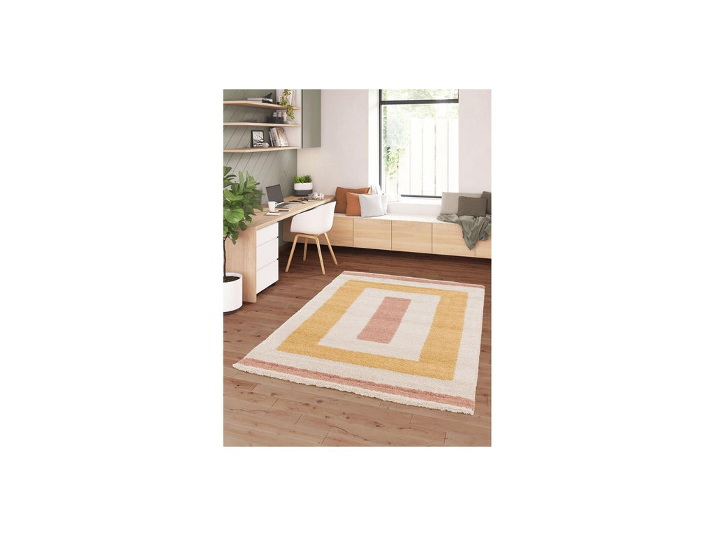 Loan - Alfombra de pelo largo - Estampado gráfico - Amarillo