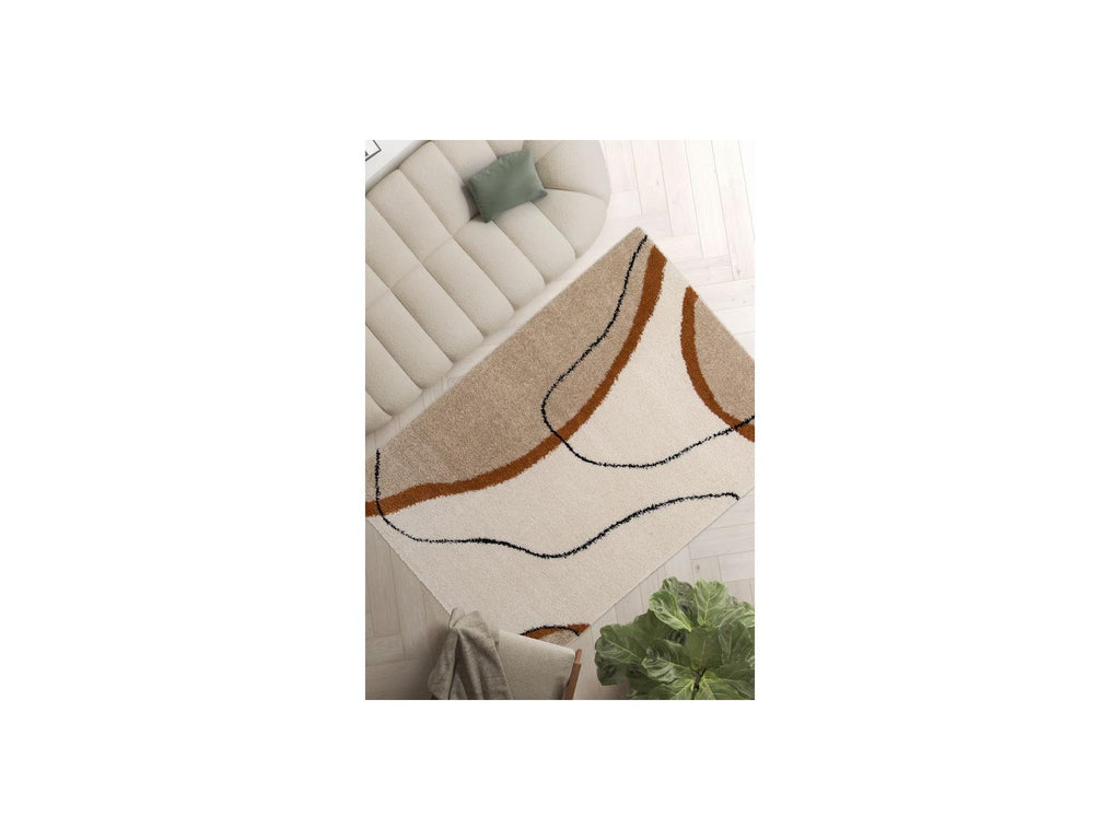Alfombra Shaggy - Lalou - Estampado abstracto - Beige