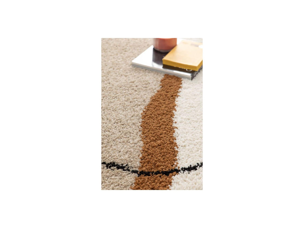 Alfombra Shaggy - Lalou - Estampado abstracto - Beige