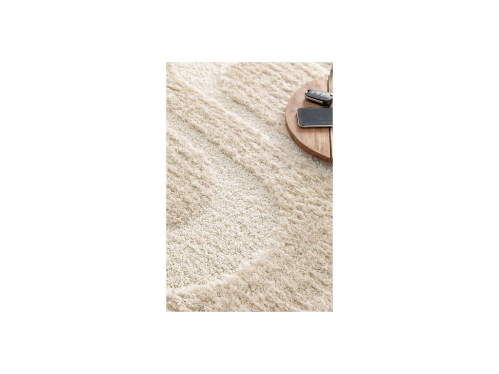 Alfombra Pelo Largo - Caleb - Estampado Gráfico - Beige