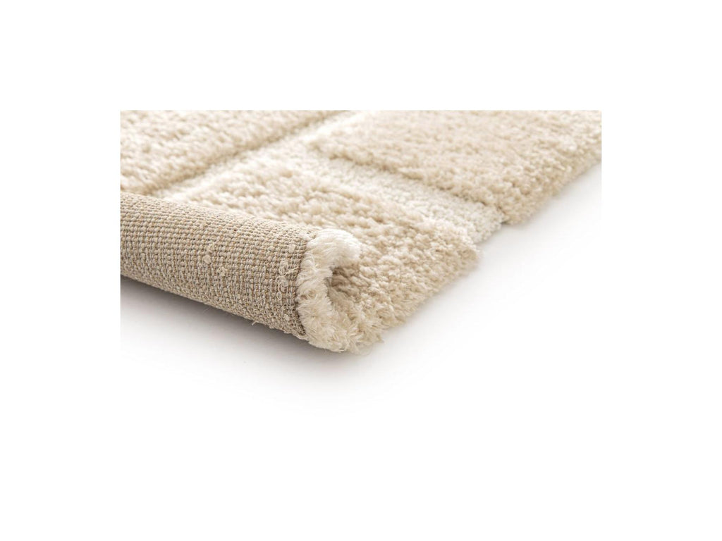 Alfombra Pelo Largo - Marina - Estampado Gráfico - Beige
