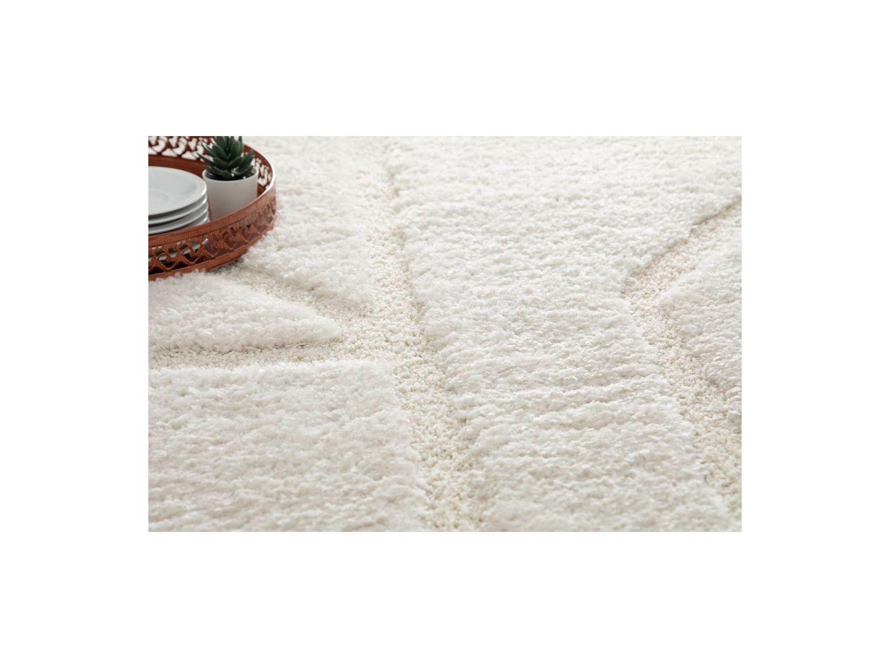 Marina - Alfombra Pelo Largo - Estampado Gráfico - Crudo