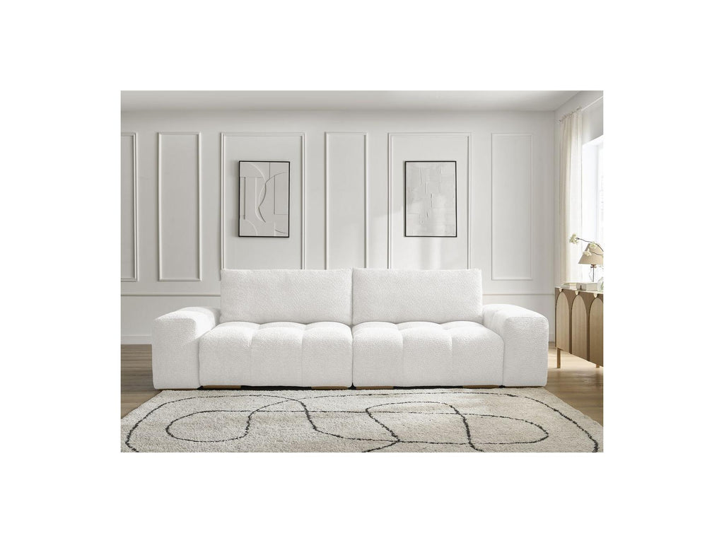 Anakin - Canapé Droit Fixe 3 Places - Tissu Bouclette - 2 Coussins