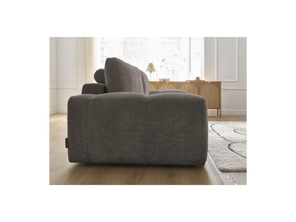 Anakin - Canapé Droit Fixe 3 Places - Tissu Bouclette - 2 Coussins