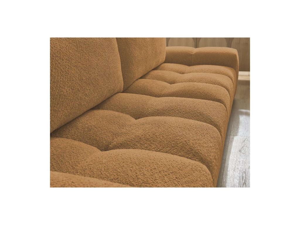 Anakin - Canapé Droit Fixe 3 Places - Tissu Bouclette - 2 Coussins