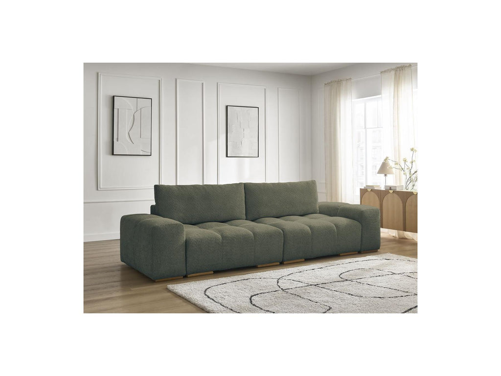 Anakin - Canapé Droit Fixe 3 Places - Tissu Bouclette - 2 Coussins