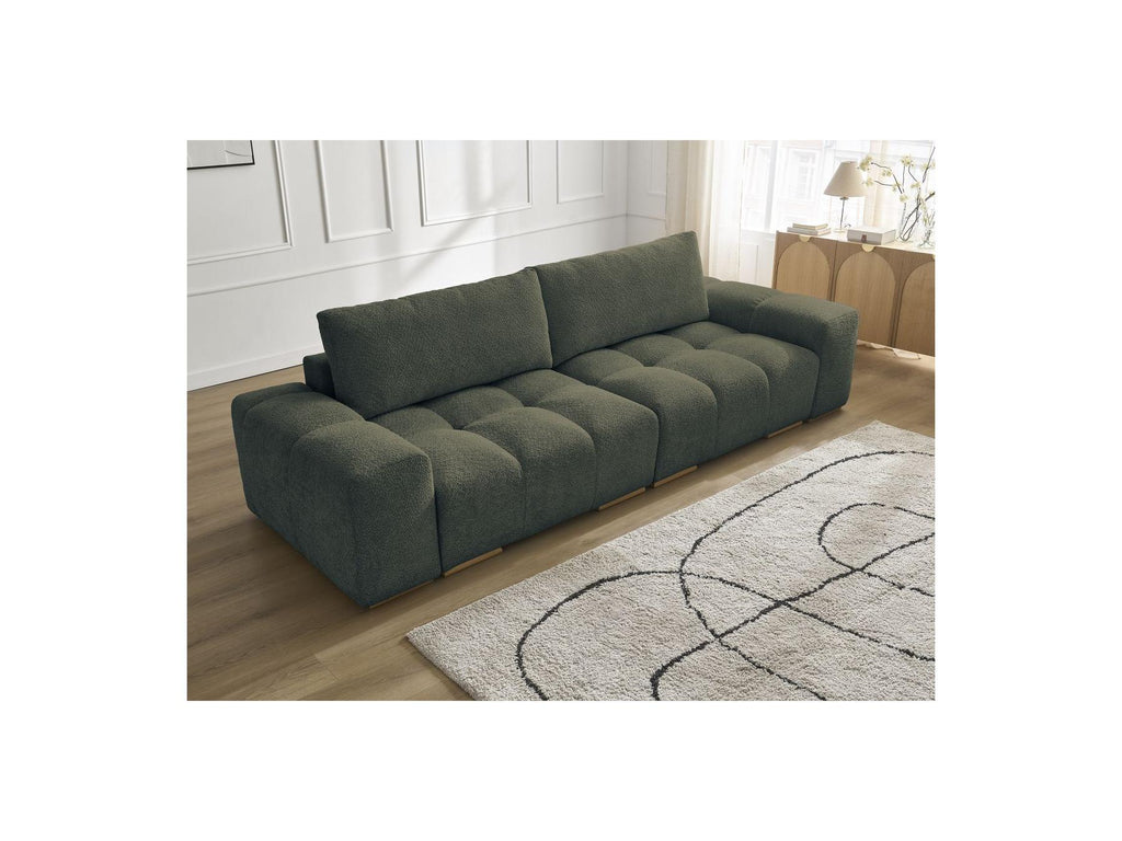 Anakin - Canapé Droit Fixe 3 Places - Tissu Bouclette - 2 Coussins