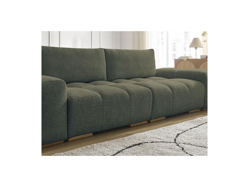 Anakin - Canapé Droit Fixe 3 Places - Tissu Bouclette - 2 Coussins