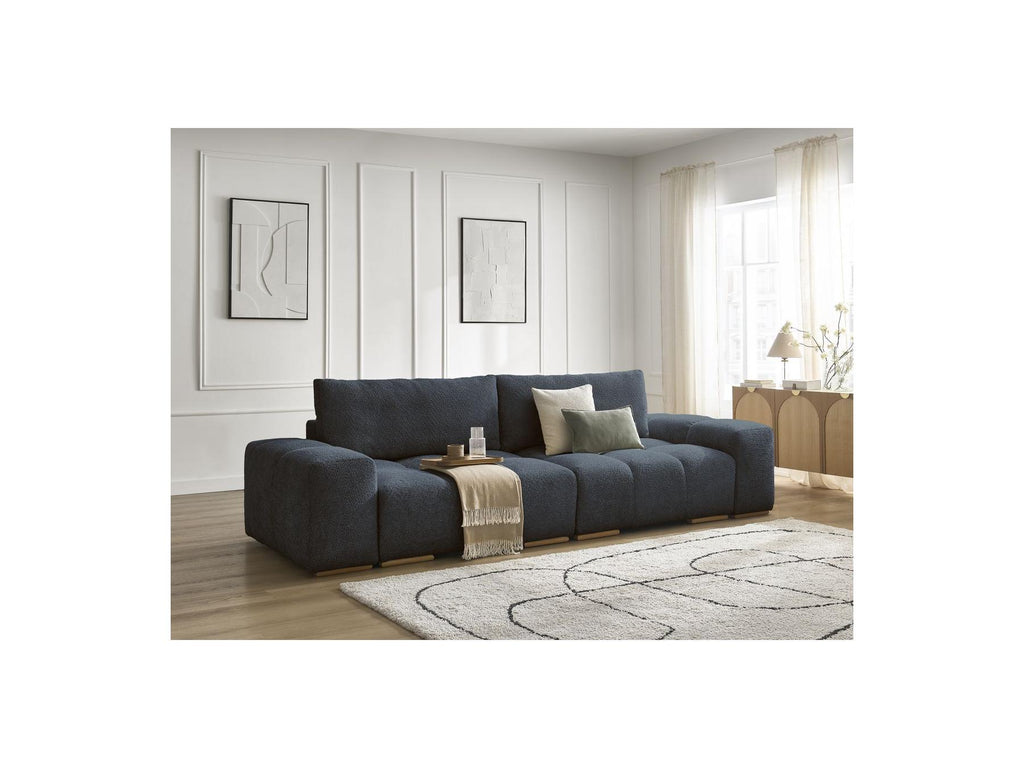 Anakin - Canapé Droit Fixe 3 Places - Tissu Bouclette - 2 Coussins
