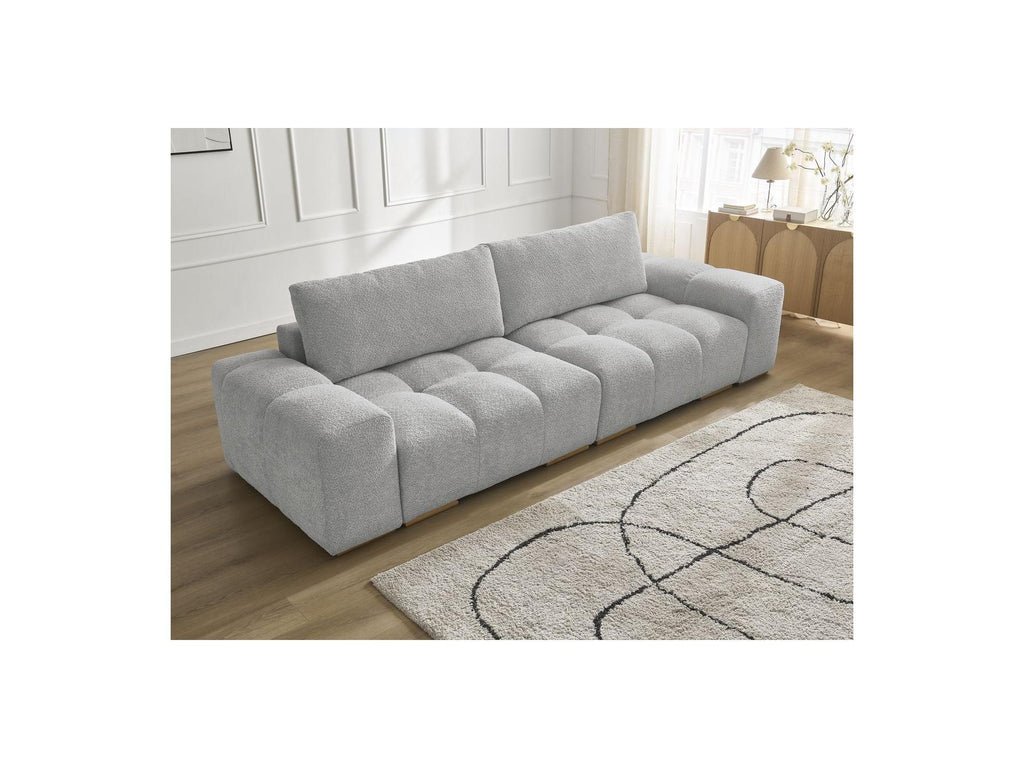 Anakin - Canapé Droit Fixe 3 Places - Tissu Bouclette - 2 Coussins