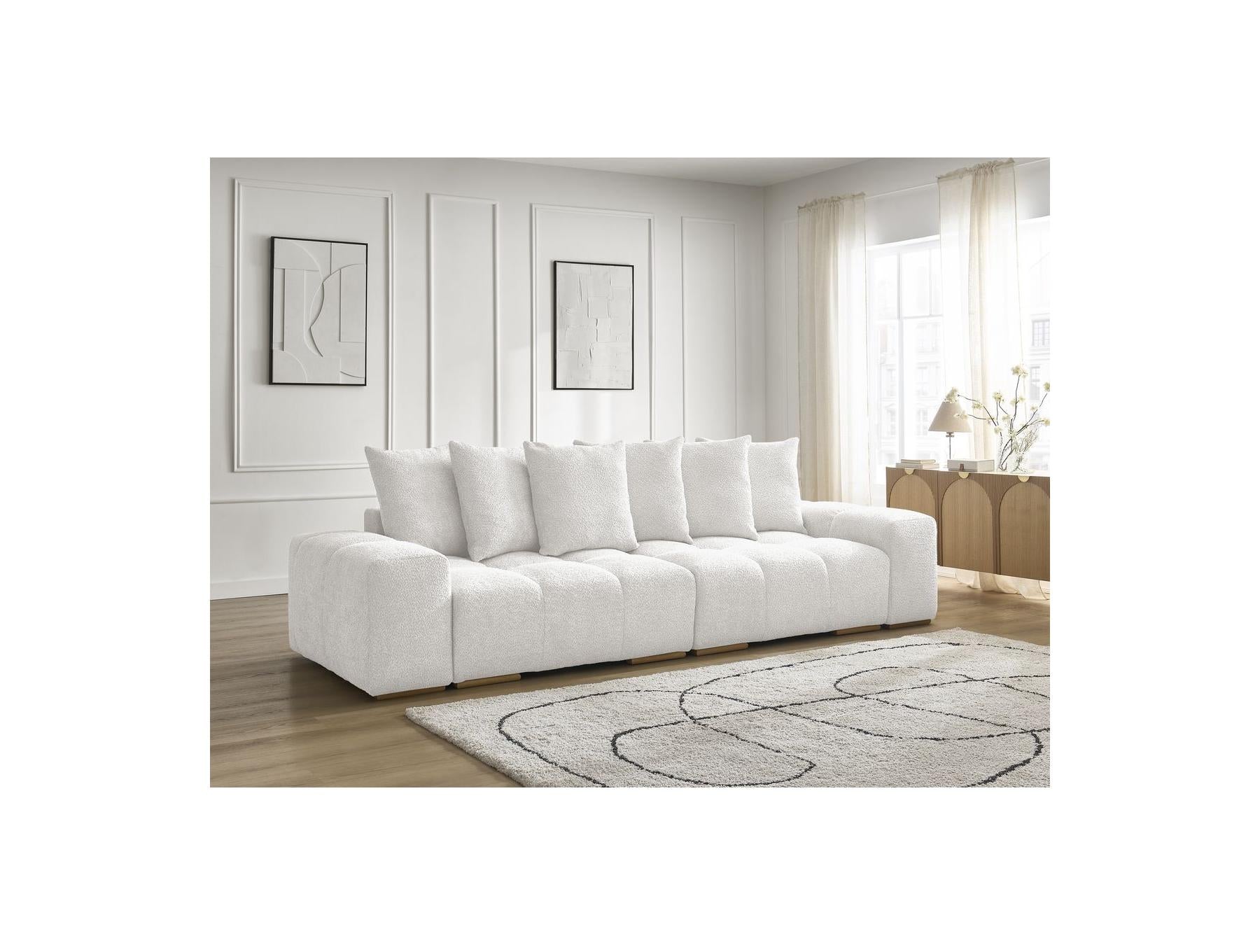 Anakin - Fixed Straight 3-Seater Sofa - Bouclé Fabric - 6 Cushions