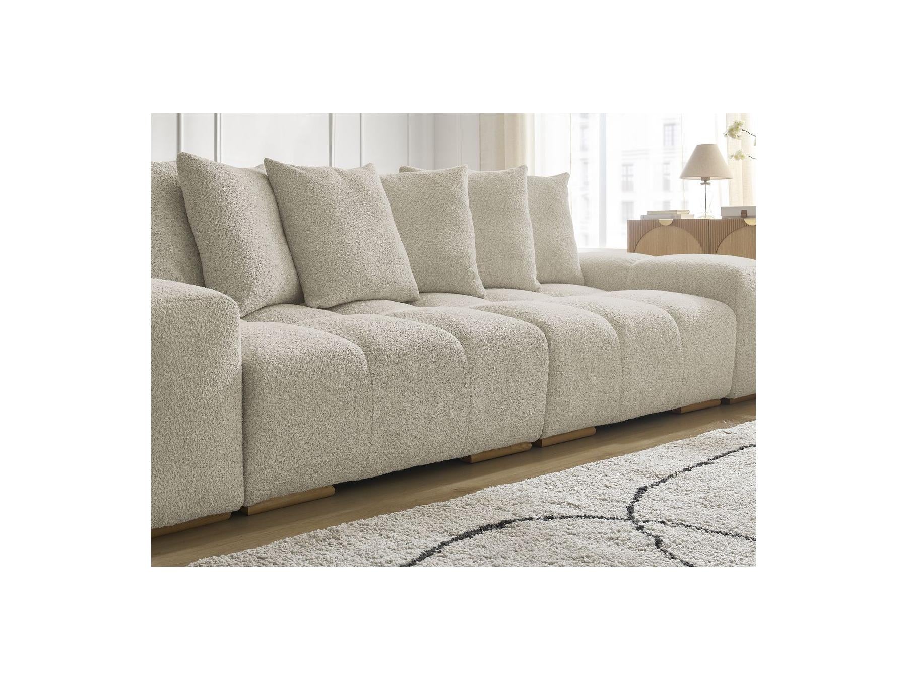 Anakin - Fixed Straight 3-Seater Sofa - Bouclé Fabric - 6 Cushions