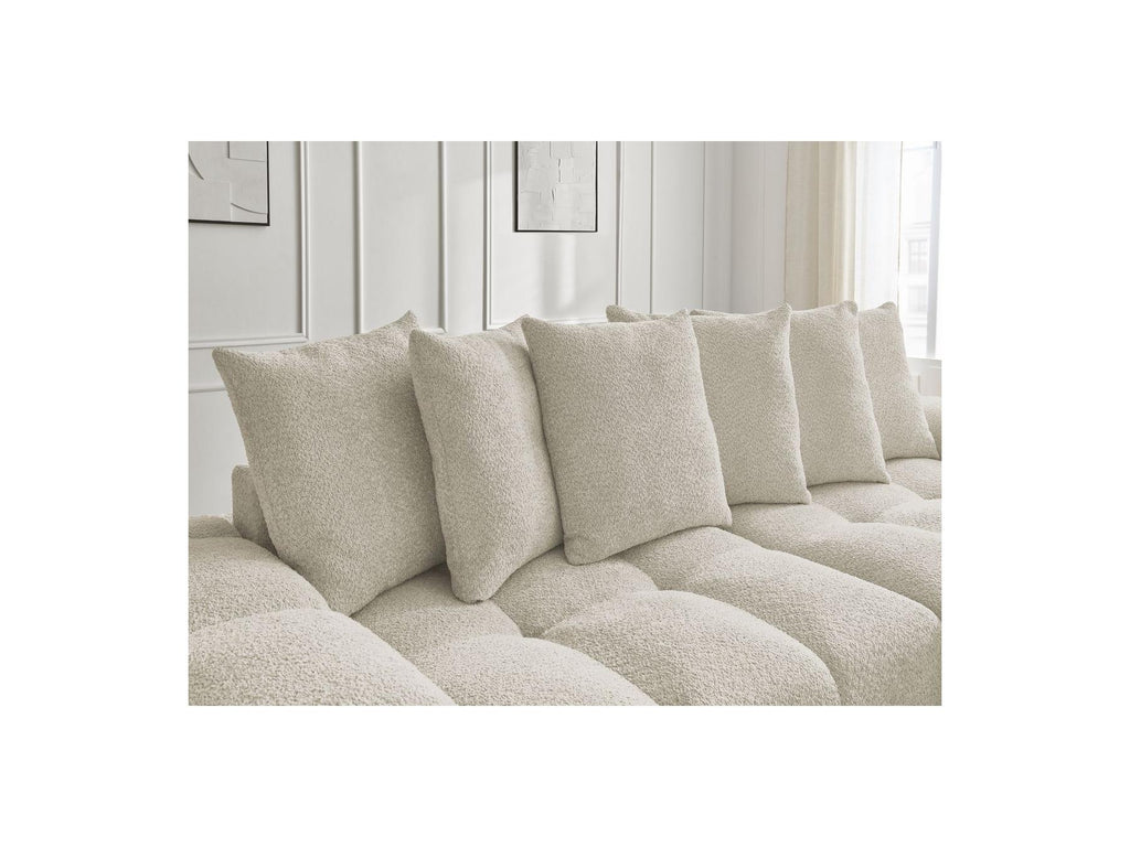 Anakin - Fixed Straight 3-Seater Sofa - Bouclé Fabric - 6 Cushions