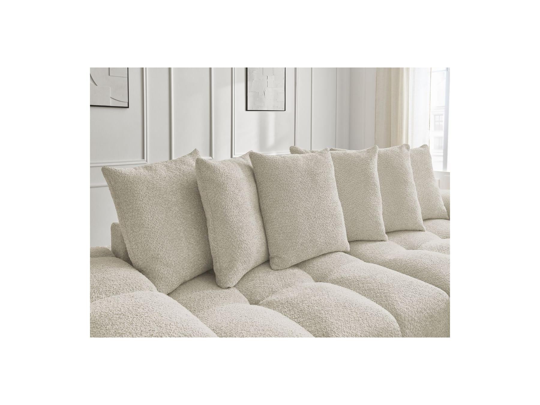 Anakin - Fixed Straight 3-Seater Sofa - Bouclé Fabric - 6 Cushions
