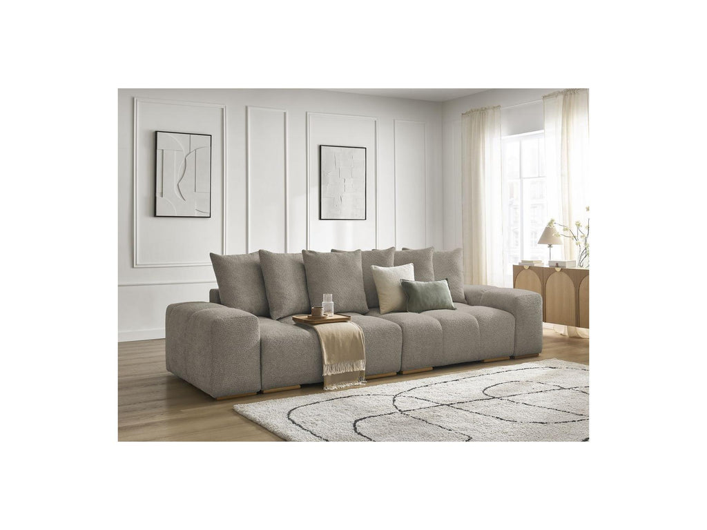 Anakin - Fixed Straight 3-Seater Sofa - Bouclé Fabric - 6 Cushions