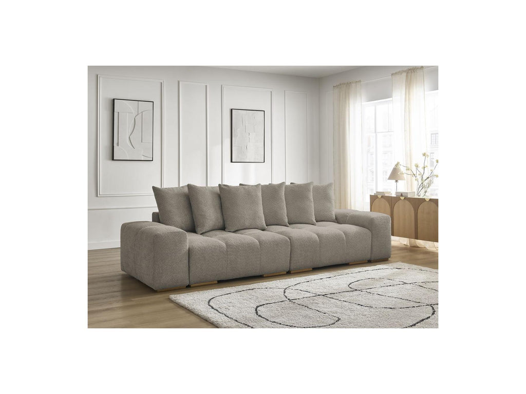 Anakin - Fixed Straight 3-Seater Sofa - Bouclé Fabric - 6 Cushions