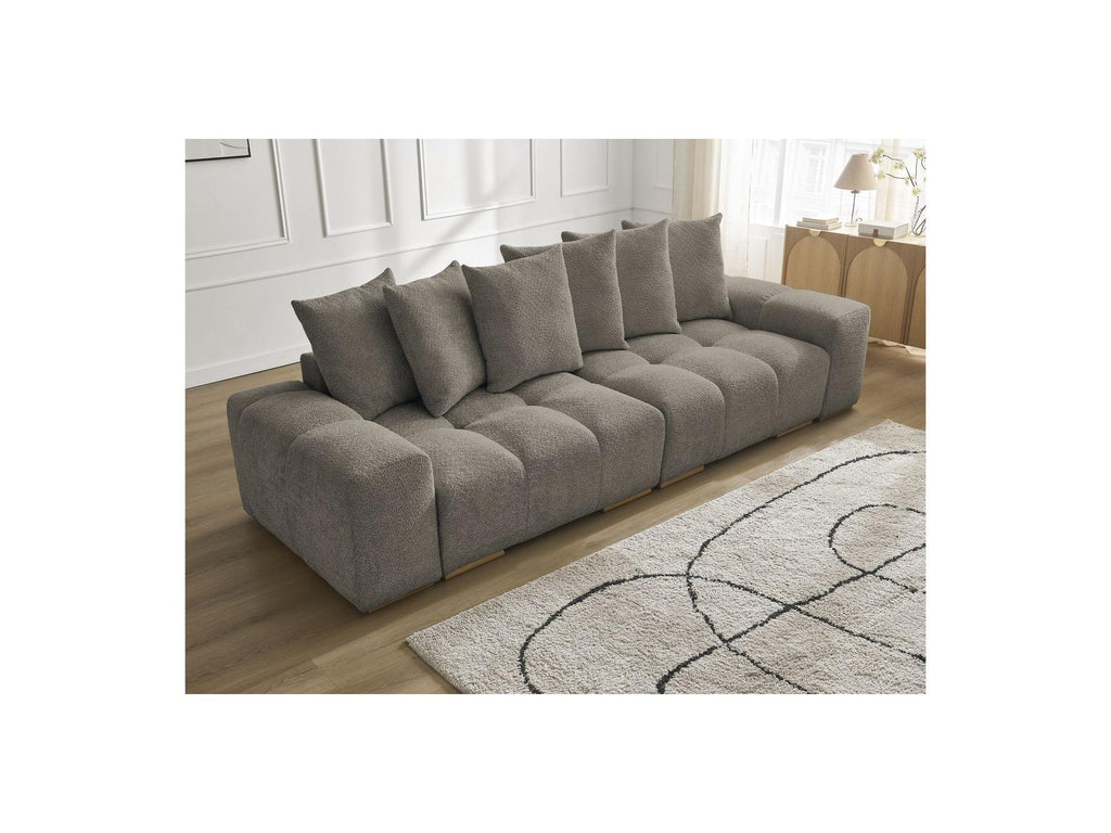 Anakin - Fixed Straight 3-Seater Sofa - Bouclé Fabric - 6 Cushions