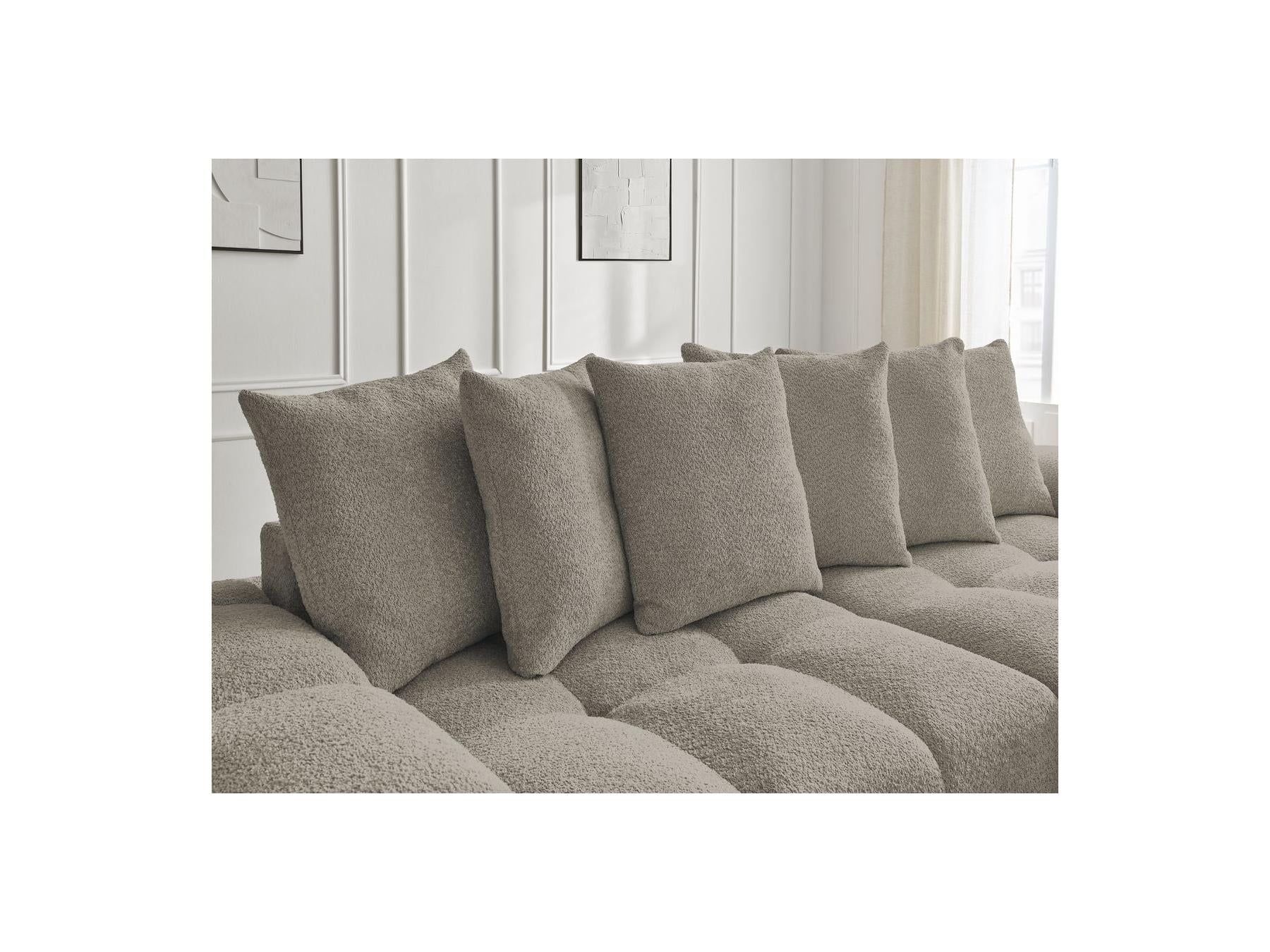 Anakin - Fixed Straight 3-Seater Sofa - Bouclé Fabric - 6 Cushions