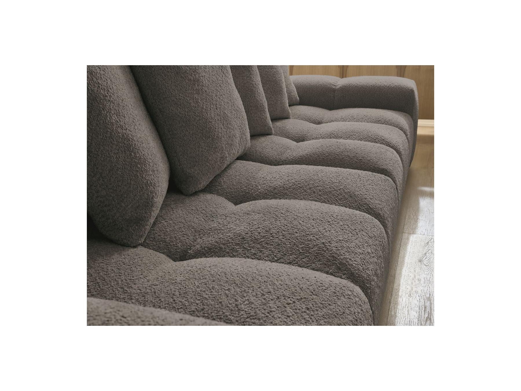 Anakin - Fixed Straight 3-Seater Sofa - Bouclé Fabric - 6 Cushions