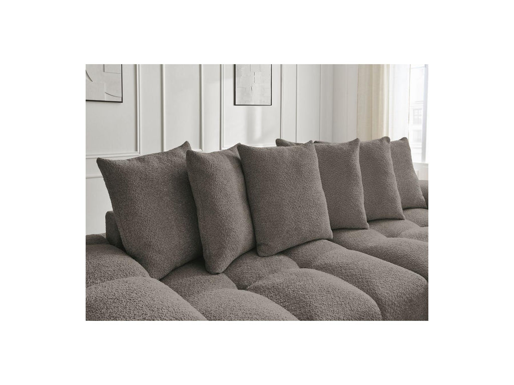 Anakin - Fixed Straight 3-Seater Sofa - Bouclé Fabric - 6 Cushions