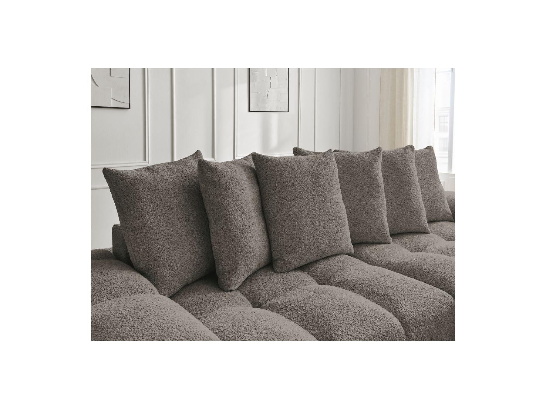 Anakin - Fixed Straight 3-Seater Sofa - Bouclé Fabric - 6 Cushions