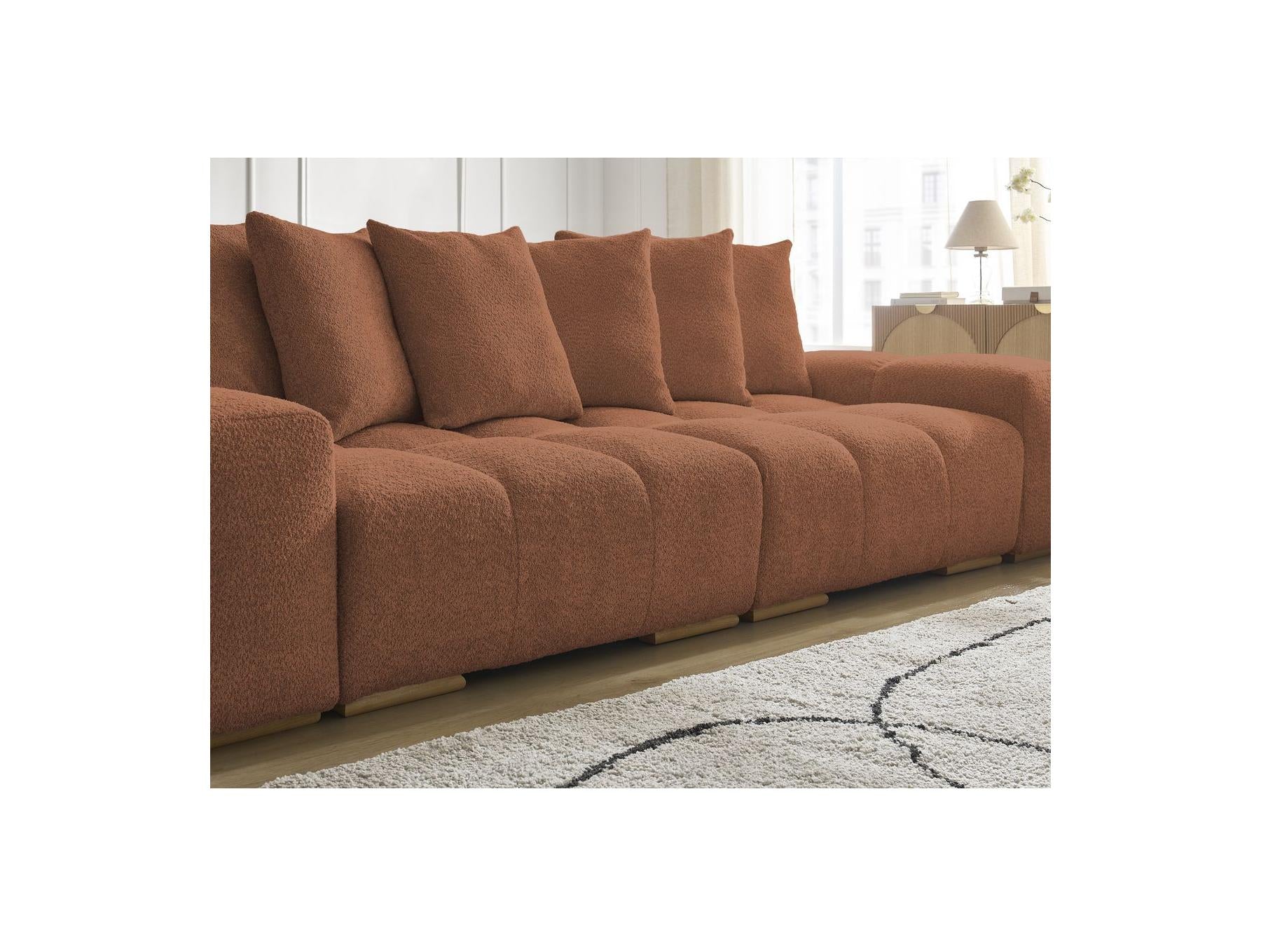 Anakin - Fixed Straight 3-Seater Sofa - Bouclé Fabric - 6 Cushions