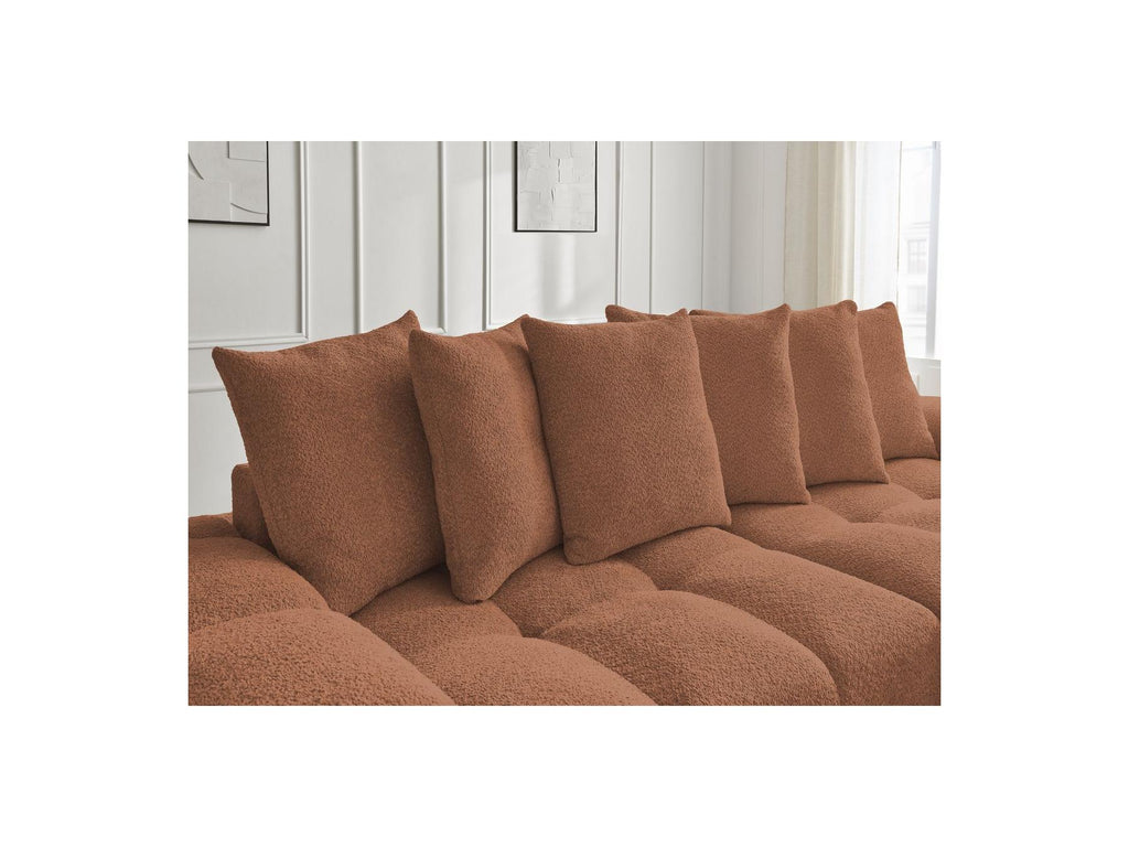 Anakin - Fixed Straight 3-Seater Sofa - Bouclé Fabric - 6 Cushions