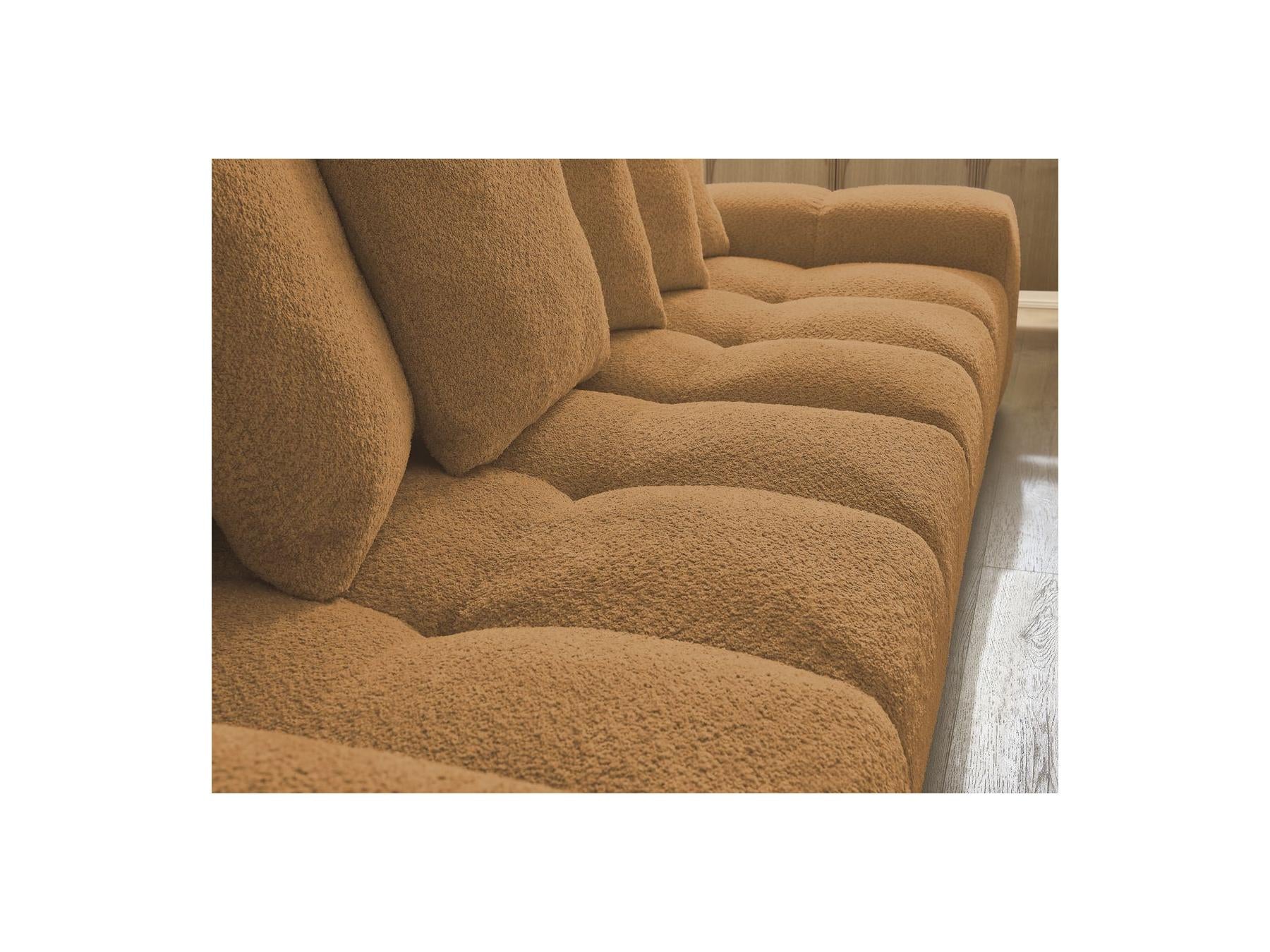 Anakin - Fixed Straight 3-Seater Sofa - Bouclé Fabric - 6 Cushions