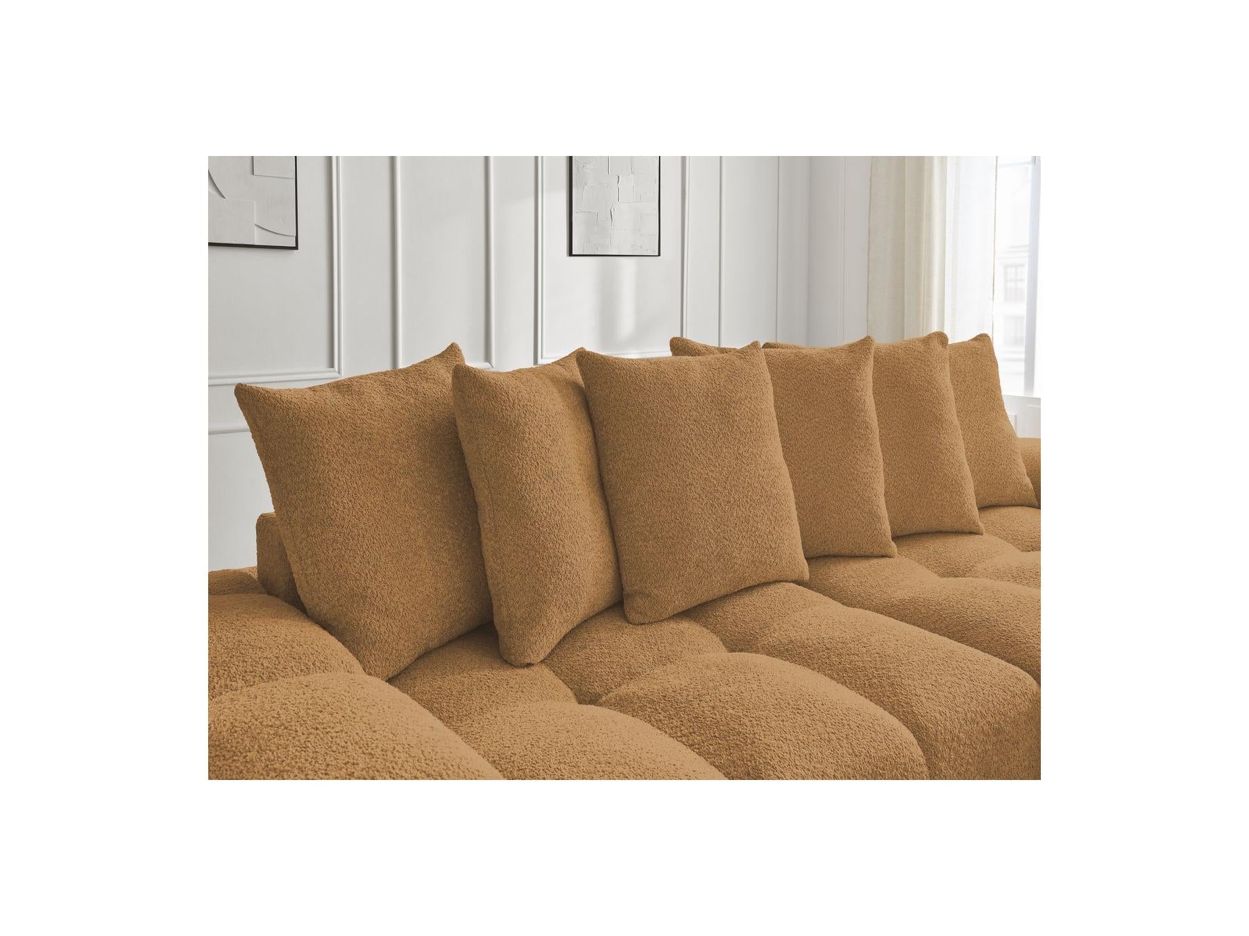Anakin - Fixed Straight 3-Seater Sofa - Bouclé Fabric - 6 Cushions