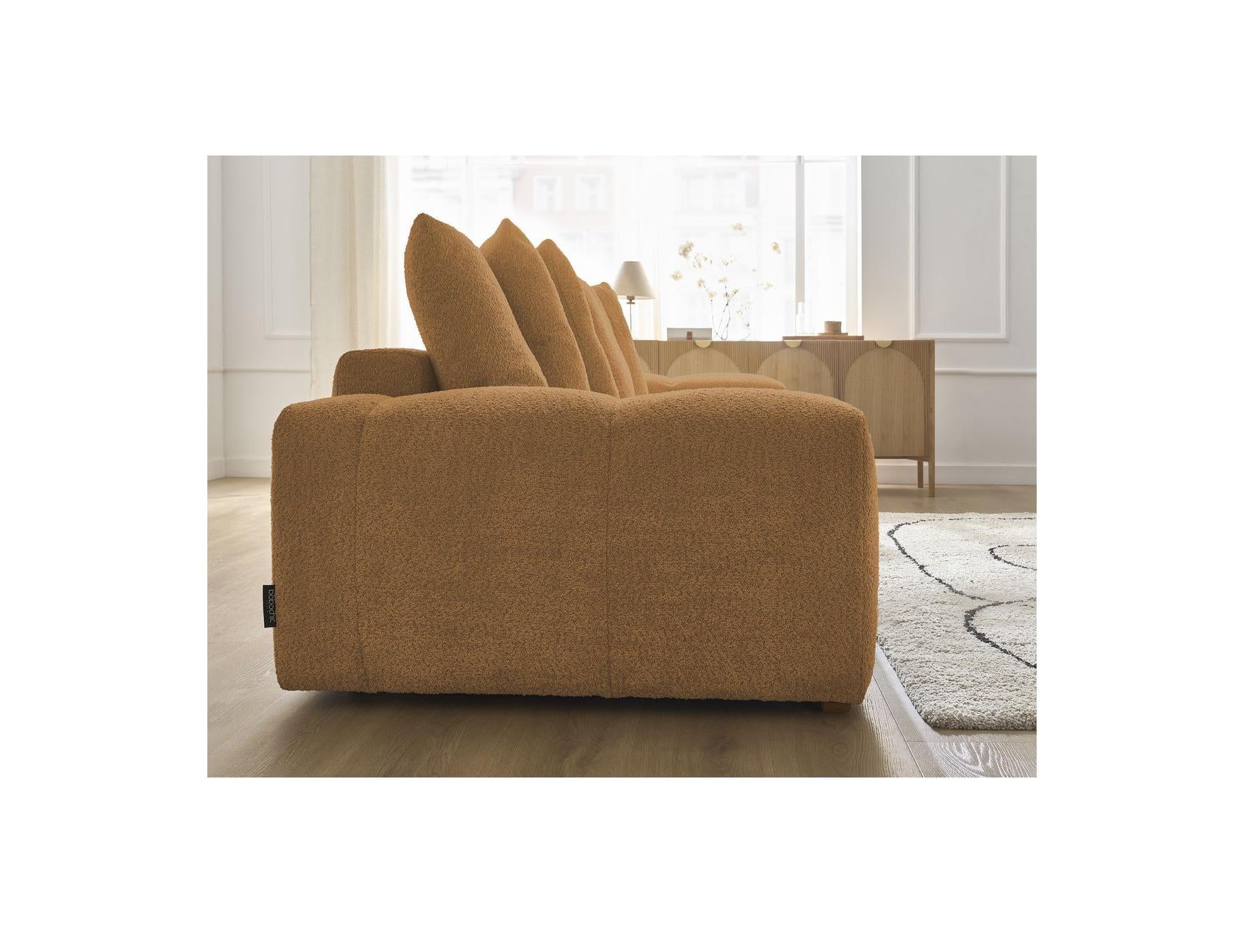 Anakin - Fixed Straight 3-Seater Sofa - Bouclé Fabric - 6 Cushions