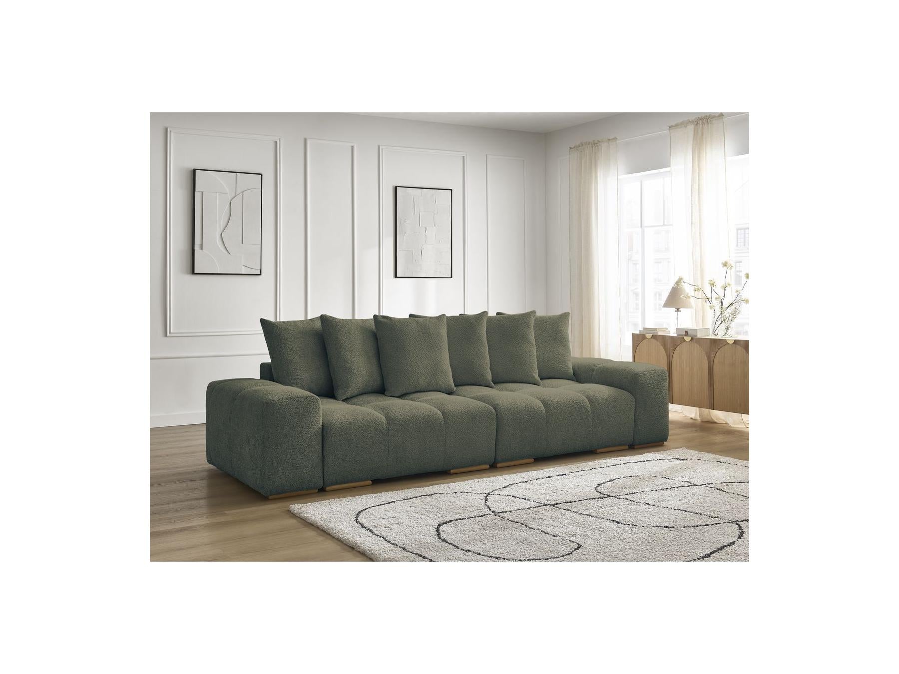 Anakin - Fixed Straight 3-Seater Sofa - Bouclé Fabric - 6 Cushions