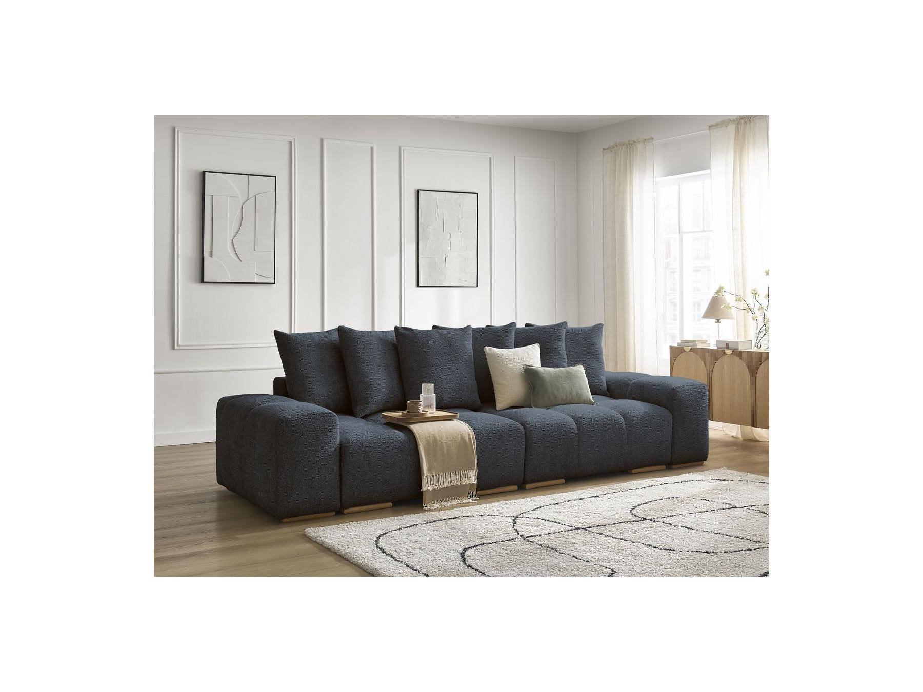 Anakin - Fixed Straight 3-Seater Sofa - Bouclé Fabric - 6 Cushions