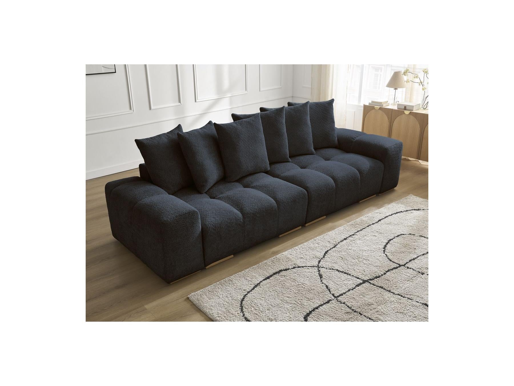 Anakin - Fixed Straight 3-Seater Sofa - Bouclé Fabric - 6 Cushions