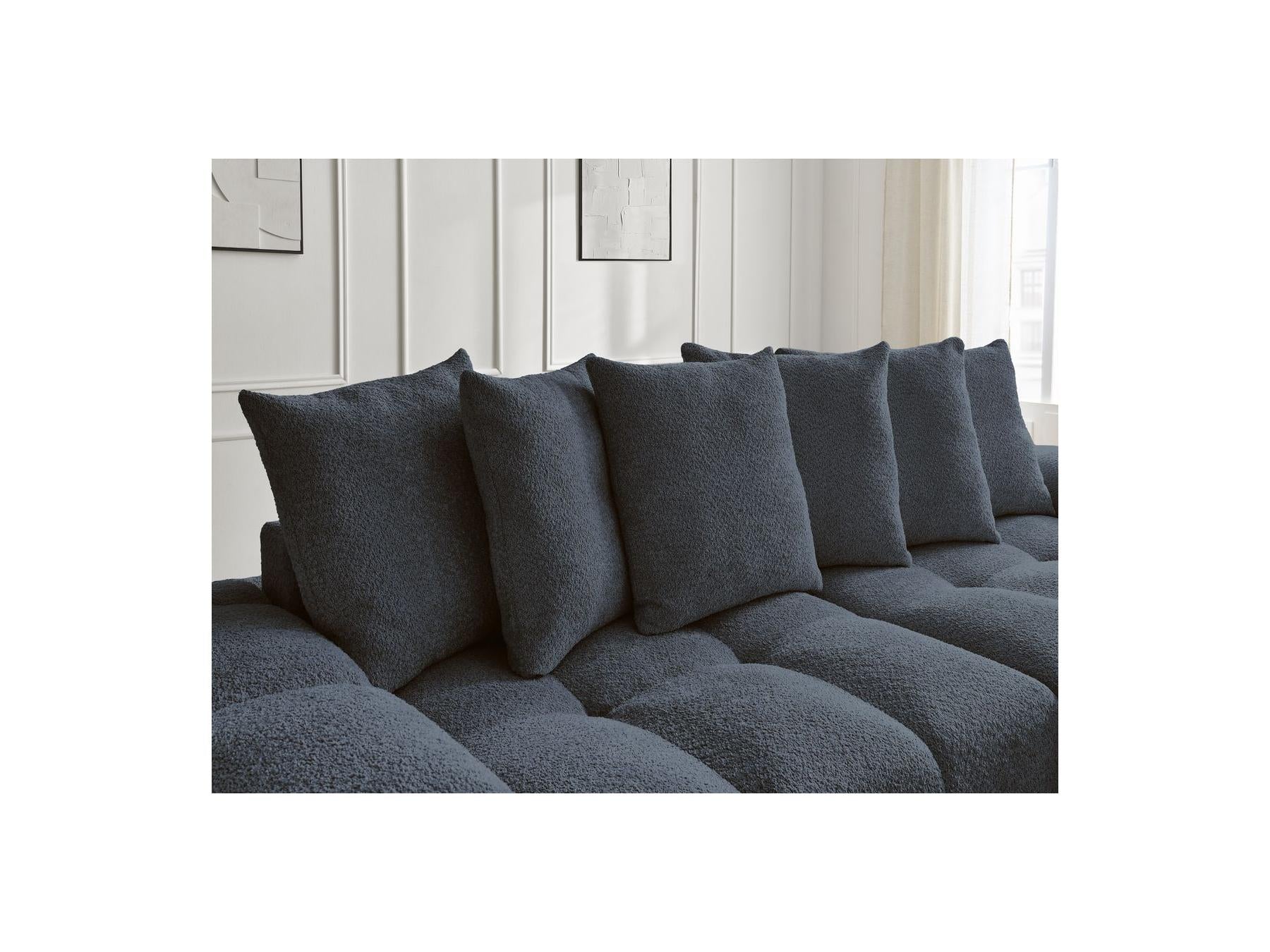Anakin - Fixed Straight 3-Seater Sofa - Bouclé Fabric - 6 Cushions