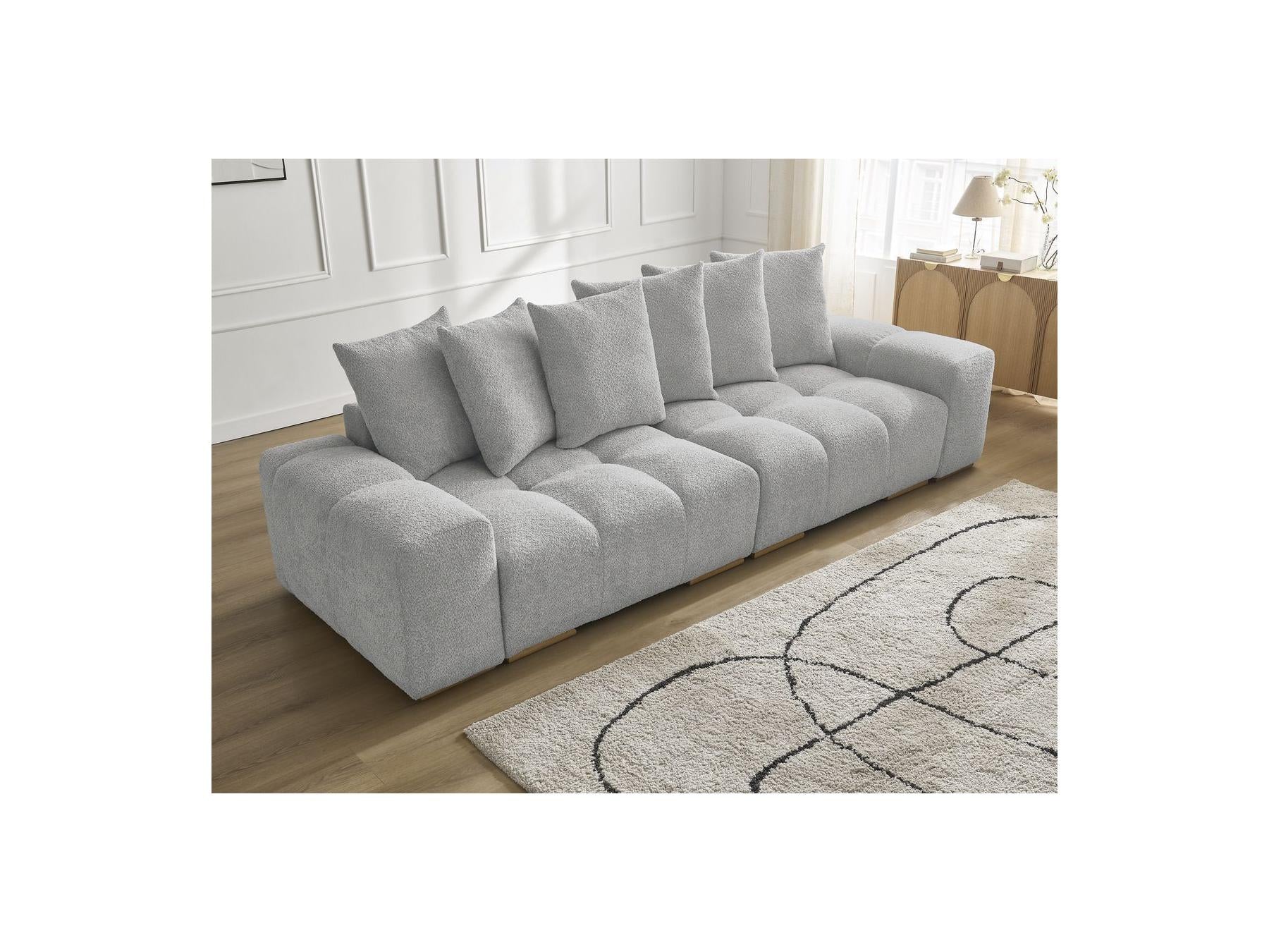 Anakin - Fixed Straight 3-Seater Sofa - Bouclé Fabric - 6 Cushions