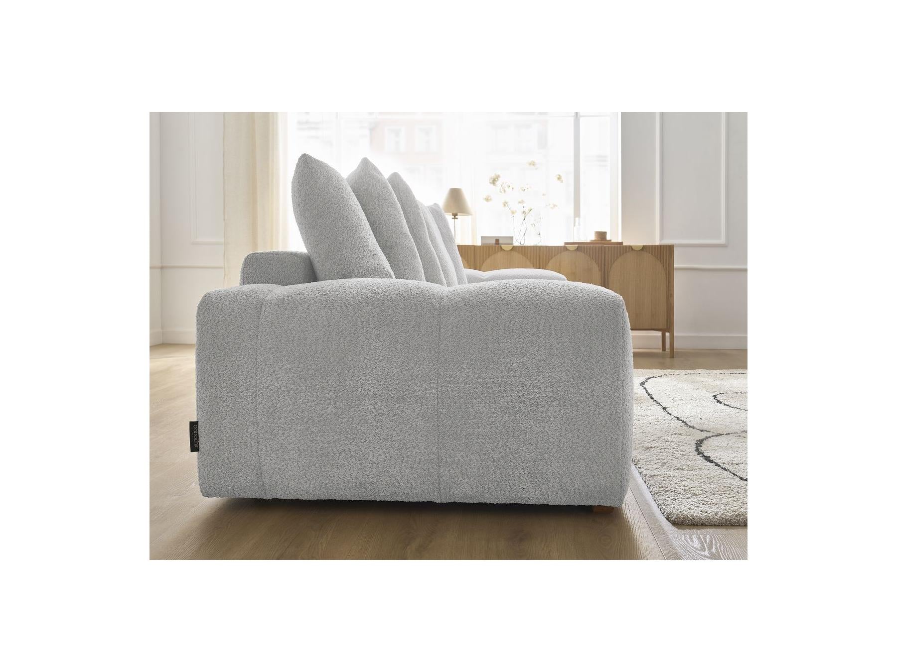 Anakin - Fixed Straight 3-Seater Sofa - Bouclé Fabric - 6 Cushions
