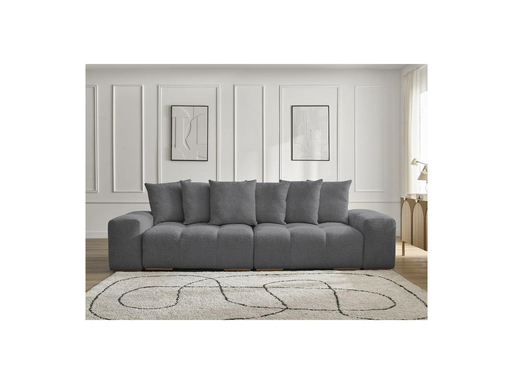 Anakin - Fixed Straight 3-Seater Sofa - Bouclé Fabric - 6 Cushions