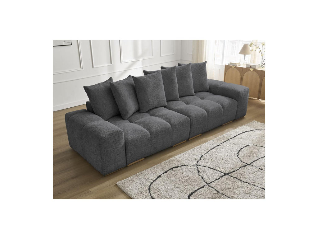 Anakin - Fixed Straight 3-Seater Sofa - Bouclé Fabric - 6 Cushions