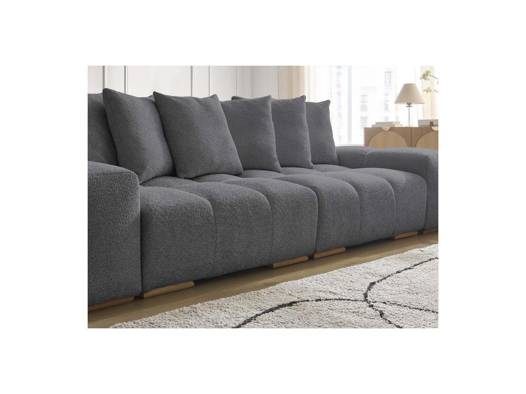 Anakin - Fixed Straight 3-Seater Sofa - Bouclé Fabric - 6 Cushions