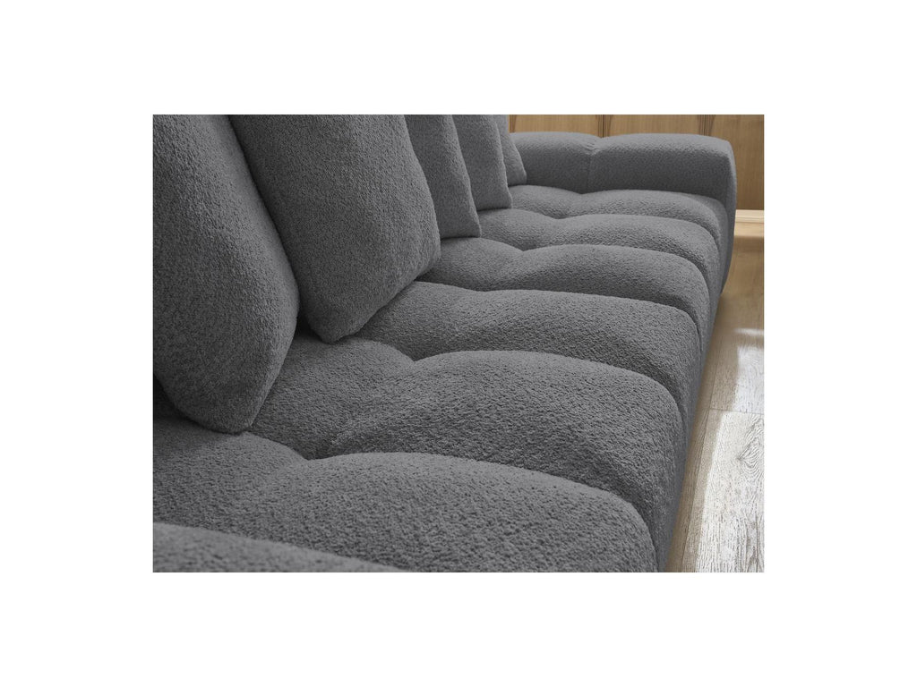 Anakin - Fixed Straight 3-Seater Sofa - Bouclé Fabric - 6 Cushions