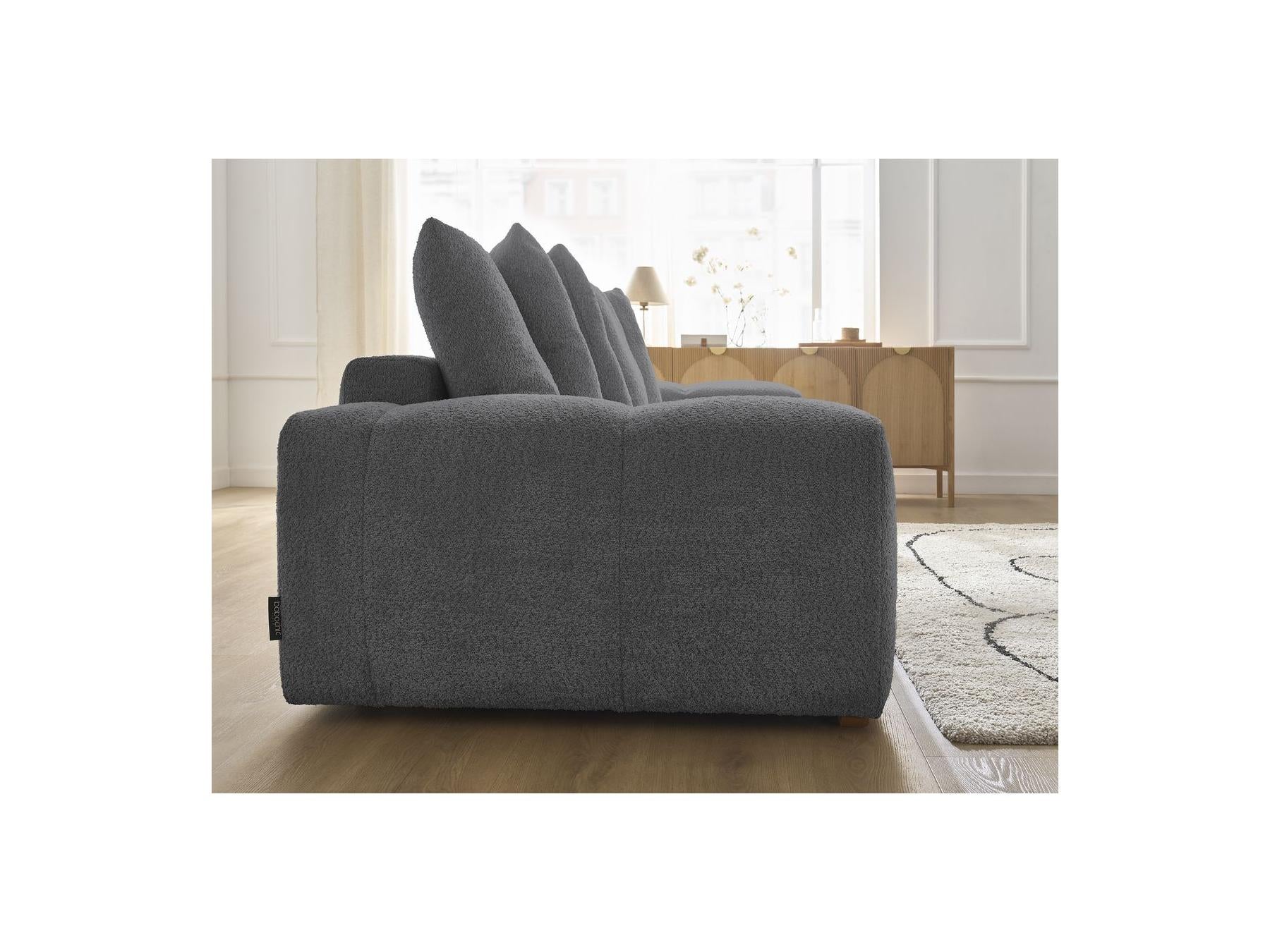 Anakin - Fixed Straight 3-Seater Sofa - Bouclé Fabric - 6 Cushions